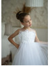 White Lace Tulle Chic Flower Girl Dress White Lace Tulle Chic Flower Girl Dress